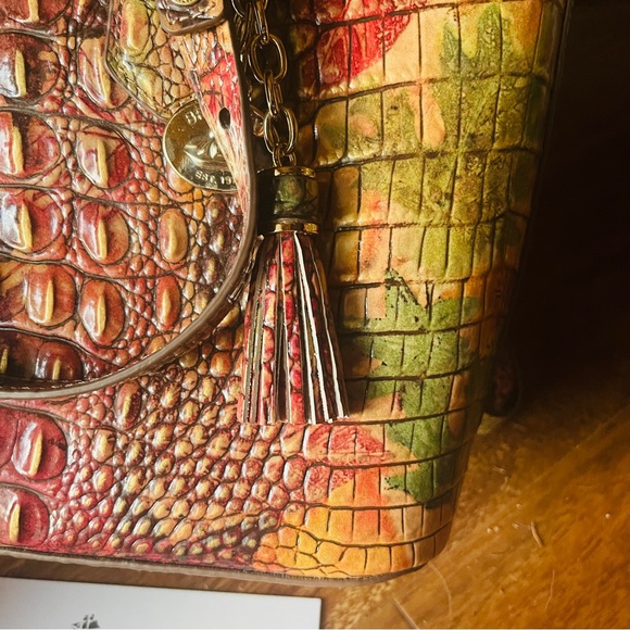 🍂VIVID BRAHMIN MINI ASHER FALL FOLIAGE CROC EMBOSSED LEATHER MELBOURNE! - Picture 6 of 16
